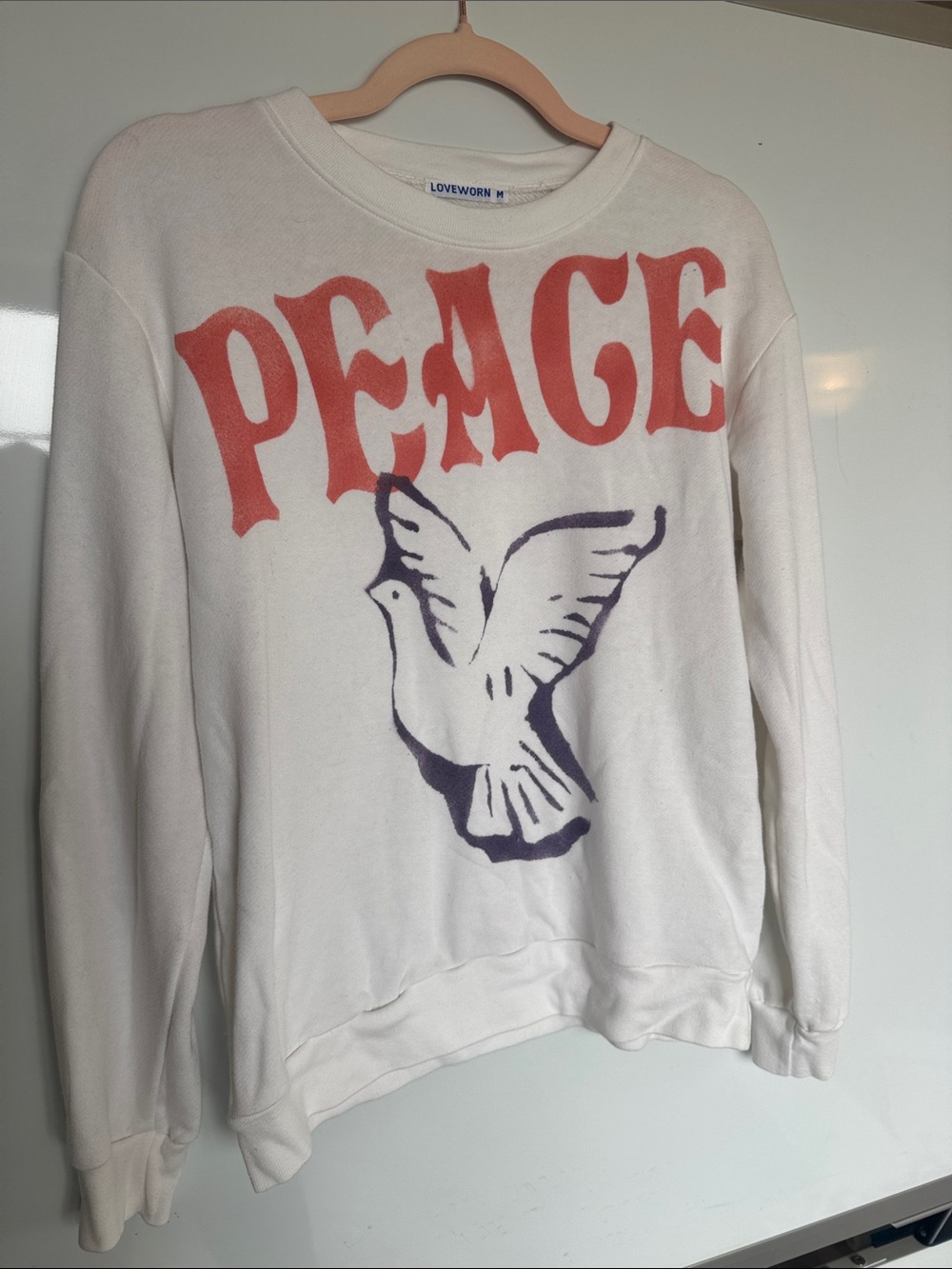 Loveworn Women's Cream 'Peace' Crewneck Sweatshirt